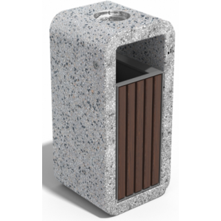 Бетонов кош за отпадъци с дървен обков с пепелник 35л/90л