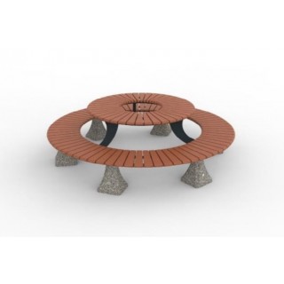 Бетонна пейка около дърво с маса