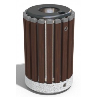 Бетонен кош с дървен обков и пепелник 35л