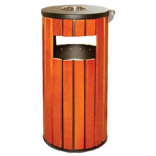 Кръгъл кош с пепелник и дървен обков