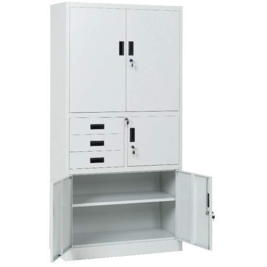 Метален шкаф за документи сив 1850х900х400мм