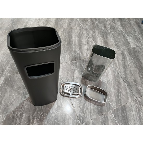 Метален кош с пепелник 40л